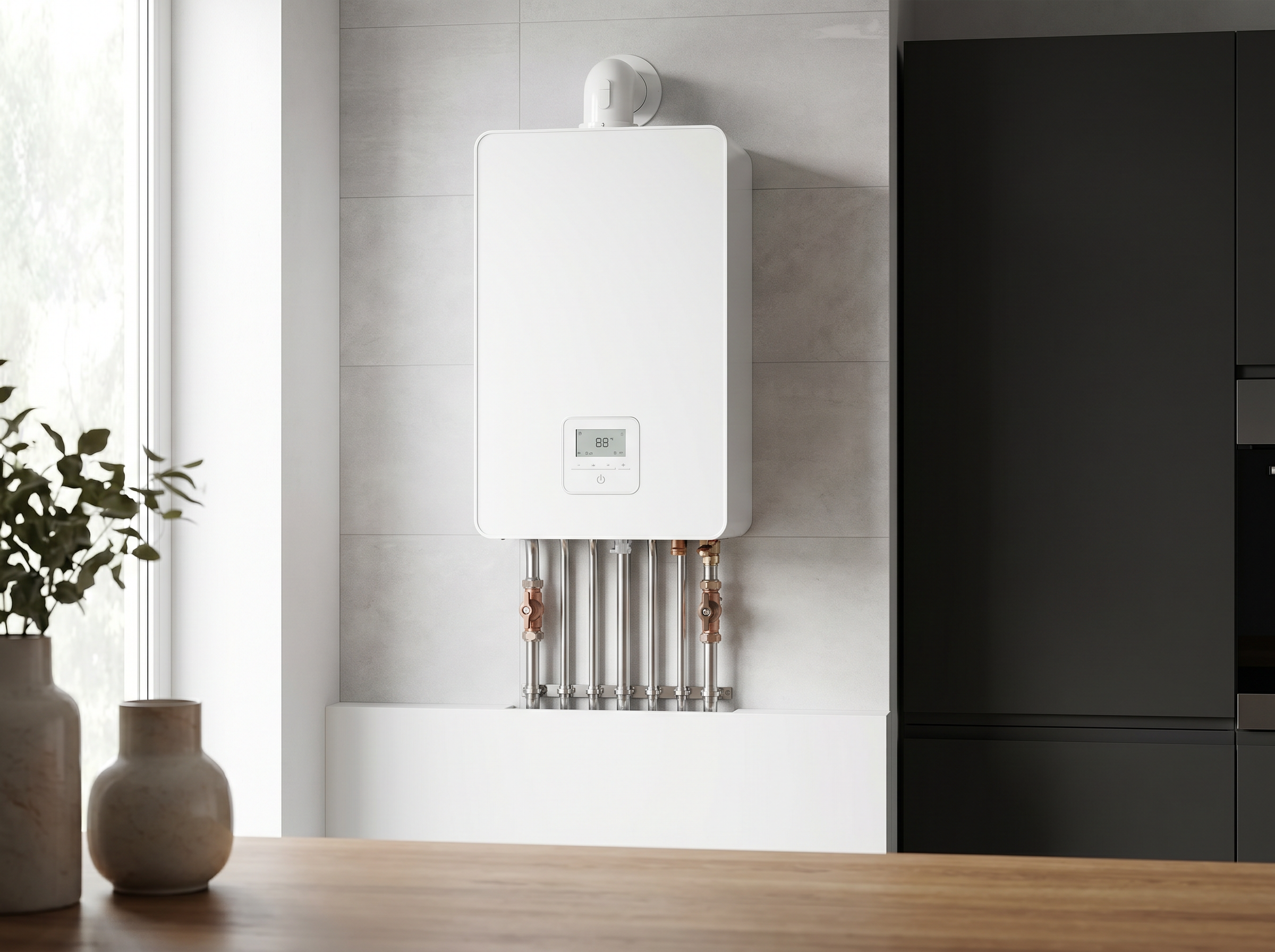 Modern combi boiler unit