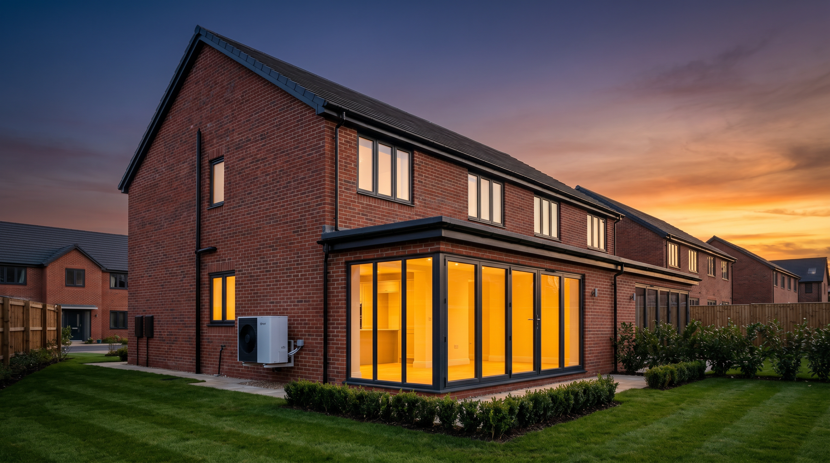 Modern UK home with air source heat pump