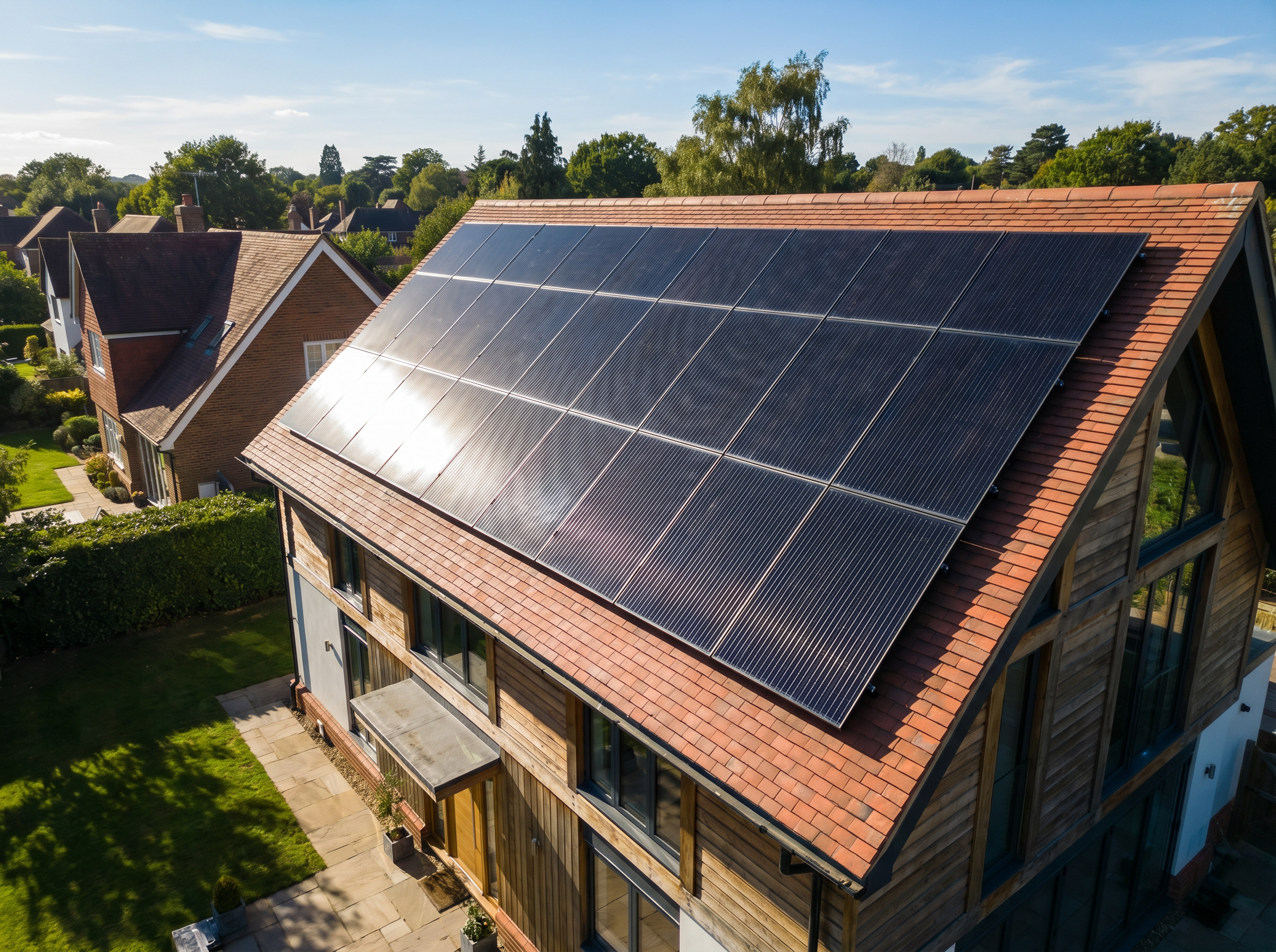 Solar panels on residential roof